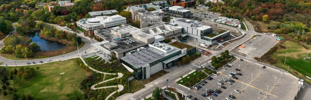 Overhead view of a university campus - RHS Grants